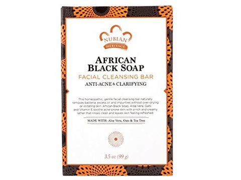 Nubian Heritage African Black Soap Bar Soap With Aloe Vera, Oats & Tea Tree-3.5 Oz