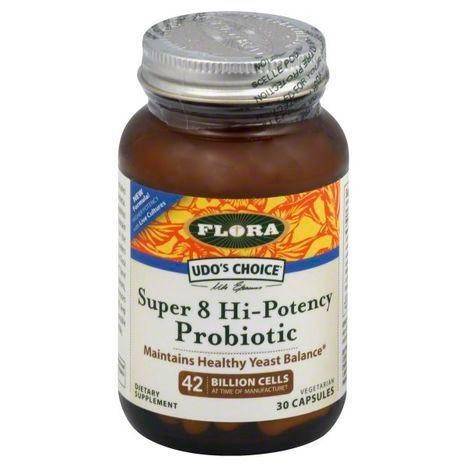 Flora Udo's Choice Probiotic, Super 8 Hi-Potency, Vegetarian Capsules - 30 Count