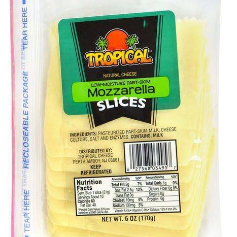 Tropical Part Skim Mozzarella Slices - 6 Ounces