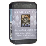 One With Nature Activated Charcoal Triple Milled Mineral Soap Argan Oil & Shea Butter-7 Oz
