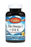 Carlson Labs Elite Omega-3 plus D & K, Lemon Flavor - 60 Softgels