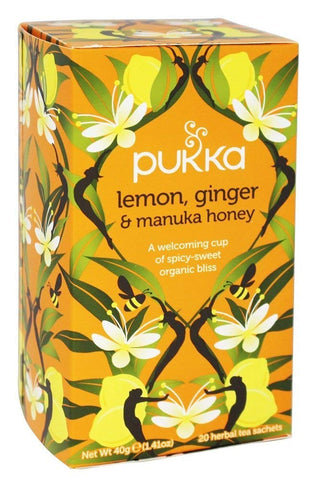 Pukka Lemon, Ginger & Manuka Honey Tea 20 Herbal Tea Sachets-1.41 Oz