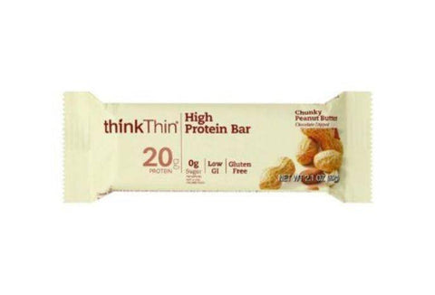 ThinkThin High Protein Bar, Chunky Peanut Butter, Chocolate Dipped - 2.1 Ounces