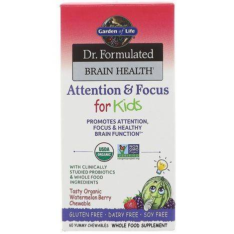 Garden of Life Dr. Formulated Brain Health Attention & Focus For Kids Watermelon Berry Chewables - 60 Chewables