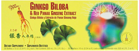 Prince Of Peace Ginkgo Biloba & Red Panax Ginseng Extract 30 Bottles-10.2 Oz