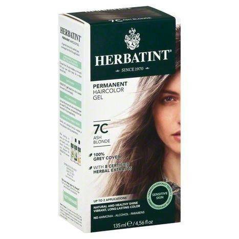 Herbatint Permanent Haircolor Gel, Sensitive Skin, Ash Blonde 7C - 4.56 Ounces