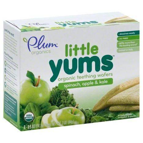 Plum Organics Little Yums Teething Wafers, Organic, Spinach, Apple & Kale - 6 Each