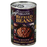 Amys Vegetarian Organic Refried Beans, with Green Chiles, Mild - 15.4 Ounces