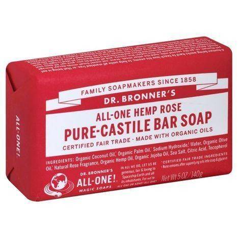 Dr Bronners Bar Soap, Pure-Castile, All-One Hemp Rose - 5 Ounces