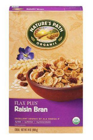Natures Path Cereal, Flax Plus, Raisin Bran - 14 Ounces