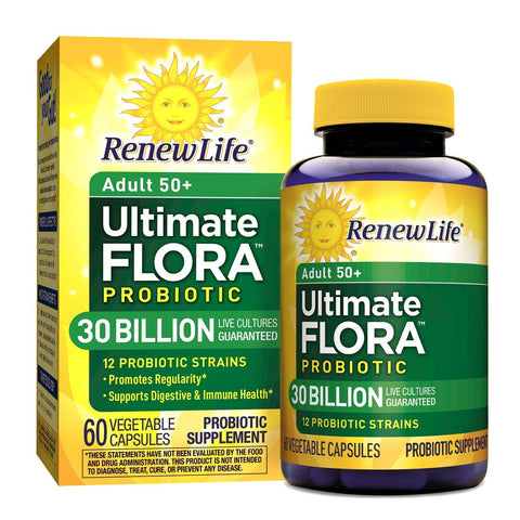 Renew Life Adult 50+ Ultimate Flora Probiotic 30 Billion Live Cultures-60 Vegetable Capsules