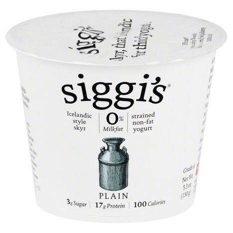 Siggis Yogurt, Non-Fat, Icelandic Style Skyr, Strained, Plain - 5.3 Ounces