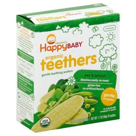 Happy Baby Organics Teethers, Organic, Pea & Spinach, Sitting Baby - 12 Each