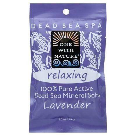 One with Nature Mineral Salts, Dead Sea, 100% Pure Active, Lavender - 2.5 Ounces