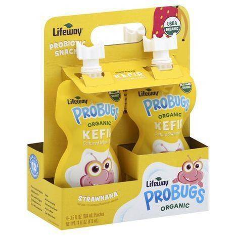 Lifeway ProBugs Kefir, Organic, Strawnana - 4 Each