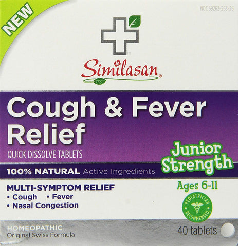 Similasan Cough & Fever Relief Ages 6-11-40 Quick Dissolving Tablets