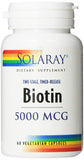 Solaray Biotin 5000 Mcg Dietary Supplement-60 Vegetarian Capsules