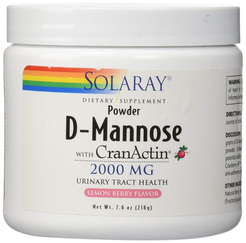 Solaray D-Mannose Powder With CranActin 2000 Mg Lemon Berry Flavor-7.6 Oz