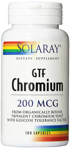 Solaray GTF Chromium 200 Mcg Dietary Supplement-100 Capsules
