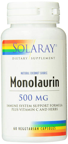 Solaray Monolaurin 500 Mg Natural Coconut Source-60 Vegetarian Capsules