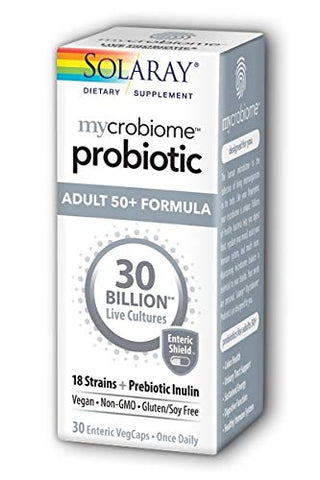 Solaray Mycrobiome Probiotic Adult 50+ Formula 30 Billion Live Cultures-30 Enteric Veg Caps Note: Need To Be Refrigerated