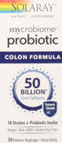 Solaray Mycrobiome Probiotic Colon Formula 50 Billion Live Cultures 18 Strains+Prebiotic Inulin-30 Enteric VegCaps