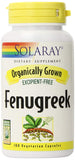 Solaray Organic Fenugreek 1240 Mg-100 Vegetarian Capsules