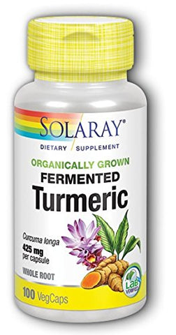 Solaray Organically Grown Fremented Turmeric 425 Mg-100 Veg Caps