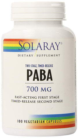 Solaray PABA 700 Mg Two Stage Time Release-100 Vegetarian Capsules
