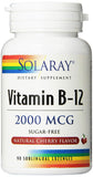 Solaray Vitamin B-12 2000 Mcg Natural Cherry Flavour-90 Sublingual Lozenges