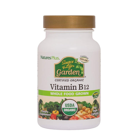 Natures Plus Organic Vitamin B12 Whole Food Grown-60 Vegan Capsules
