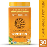 Sun Warrior Classic Plus Organic Raw Plant Based Protein Vanilla Flavor-1.65 Lbs