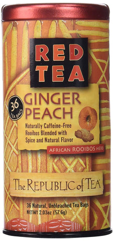 The Republic Of Tea Red Tea Ginger Peach 36 Unbleached Tea Bags-2.03 Oz