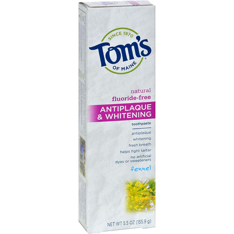 Tom's Of Maine Antiplaque & Whitening Toothpaste Fennel Flouride Free-5.5 Oz