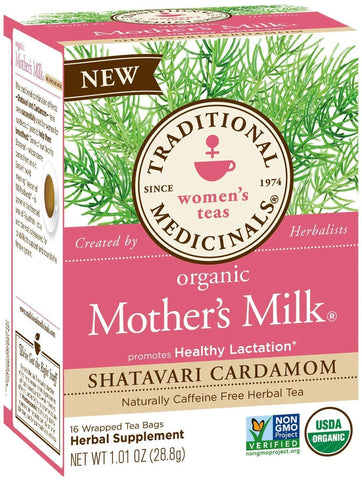 Traditional Medicinals Organic Mother's Milk Shatavari Cardamom Herbal Tea 16 Bags-1.1 Oz