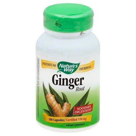 Natures Way Ginger Root, 550 mg, Vegetarian Capsules - 100 Each