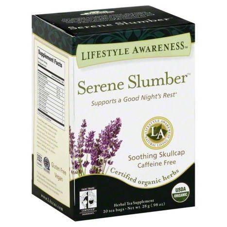 Lifestyle Awareness Herbal Tea, Serene Slumber, Soothing Lavender, Caffeine Free, Bags - 20 Each