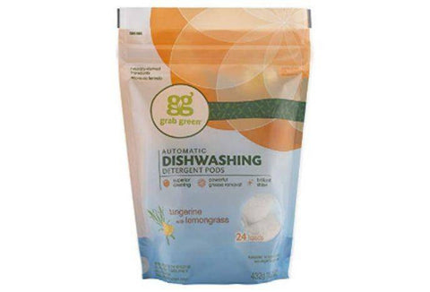 Grab Green Dishwashing Detergent Pods, Automatic, Tangerine with Lemongrass - 15.2 Ounces
