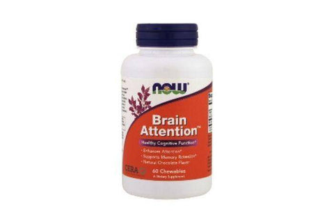Now Foods Brain Attention, Natural Chocolate Flavor - 60 Chewables