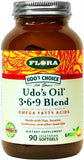 Flora UDO's Choice UDO's Oil 3-6-9 Blend Omega Fatty Acid-90 Vegetarian Softgels