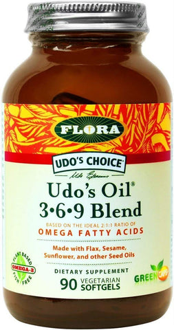 Flora UDO's Choice UDO's Oil 3-6-9 Blend Omega Fatty Acid-90 Vegetarian Softgels