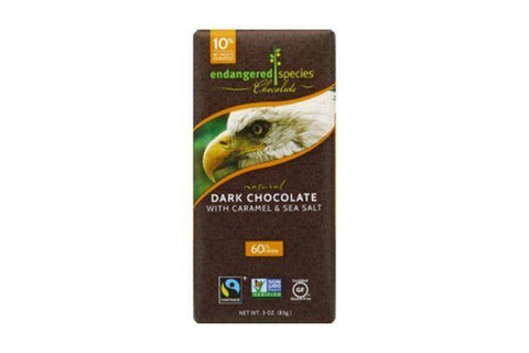 Endangered Species Dark Chocolate, with Caramel & Sea Salt, 60% Cocoa - 3 Ounces