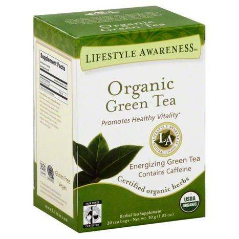Lifestyle Awareness Herbal Tea Supplement, Organic Green Tea - 20 Each