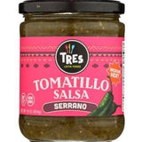 Tres Latin Foods Tomatillo Salsa Serrano, Medium Heat - 16 Ounces