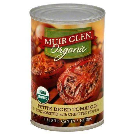Muir Glen Organic Tomatoes, Petite Diced, Fire Roasted, with Chipotle Peppers - 14.5 Ounces