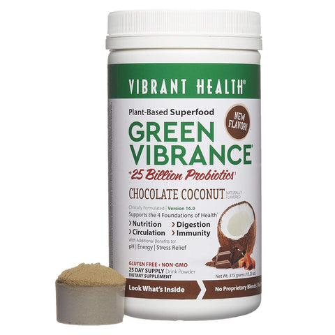 Vibrant Health Green Vibrance 25 Billion Probiotics Chocolate Coconut Flavor-13.23 Oz