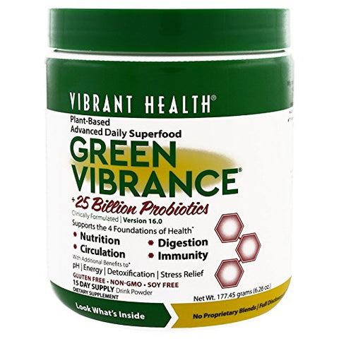 Vibrant Health Green Vibrance Plus 25 Billion Probiotics 15 Day Supply-6.26 Oz