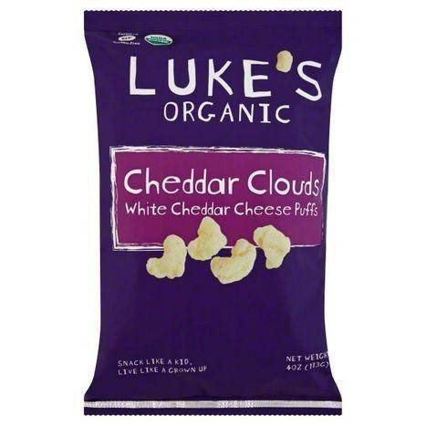 Lukes Organic Cheese Puffs, White Cheddar - 4 Ounces