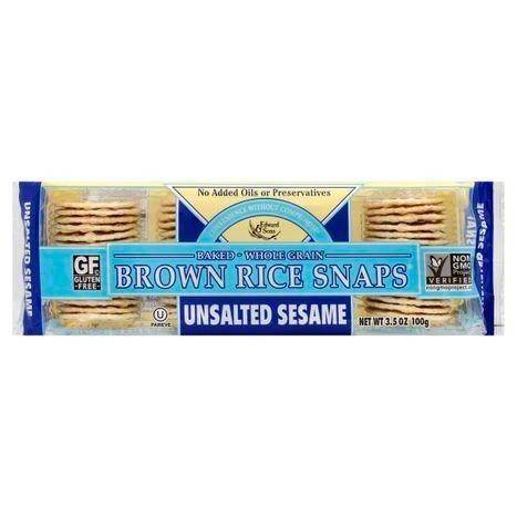 Edward & Sons Brown Rice Snaps, Unsalted Sesame - 3.5 Ounces