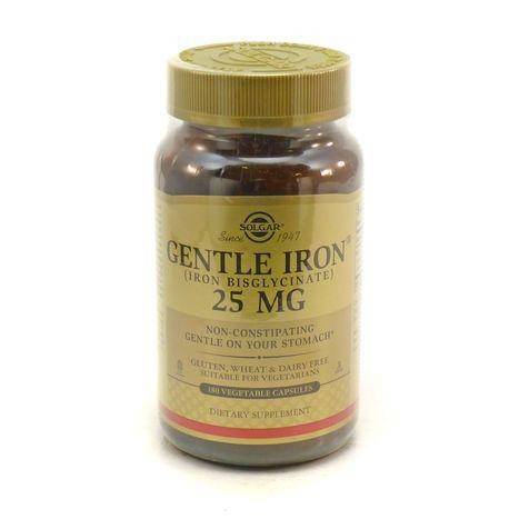 Solgar Gentle Iron (Iron Bisglycinate), 25 mg, Vegicaps - 180 Count